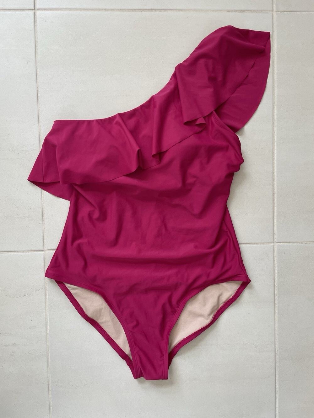 Kona Sol Swim One Piece Swimsuit Ruffled One Shoulder Beach